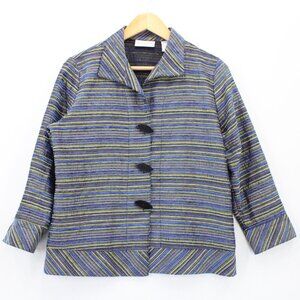 Vintage Draper's & Damon's Jacket Womens Multicolor Striped Button Front Small S